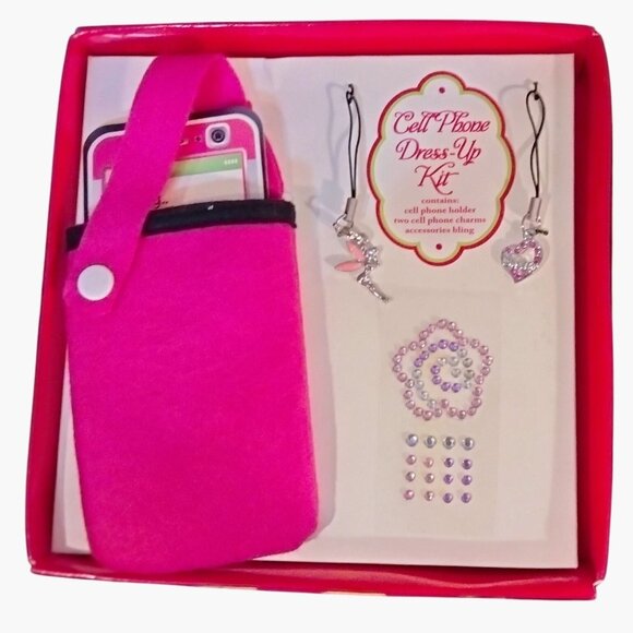 Cell Phone Dress Up Kit Charms Fairy Heart Rhinestone Stickers Holder 3x5 inch - Picture 1 of 15